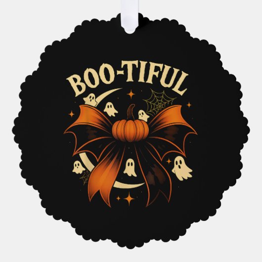 Bootiful Funny Halloween Coquette Bow Pumpkin Ornament Karte (Vorderseite)