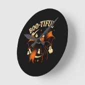 Bootiful Funny Halloween Coquette Bow Pumpkin Runde Wanduhr (Winkel)