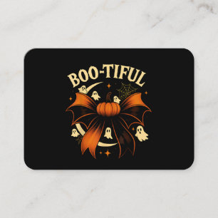 Bootiful Funny Halloween Coquette Bow Pumpkin Visitenkarte