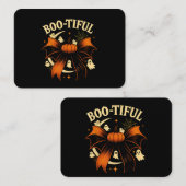 Bootiful Funny Halloween Coquette Bow Pumpkin Visitenkarte (Vorne/Hinten)