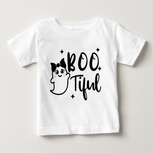 Bootiful, Girl Halloween, Niedlicher Geist mit Bow Baby T-shirt (Vorderseite)