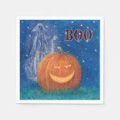 Bootiful Halloween großer Kürbis u. Geist Serviette (Vorderseite)