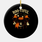 Bootiful Lustiger Halloween Coquette Bogen Kürbis Keramik Ornament (Hinten)
