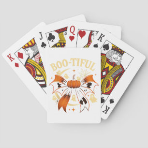 Bootiful Lustiger Halloween Coquette Bogen Kürbis Spielkarten