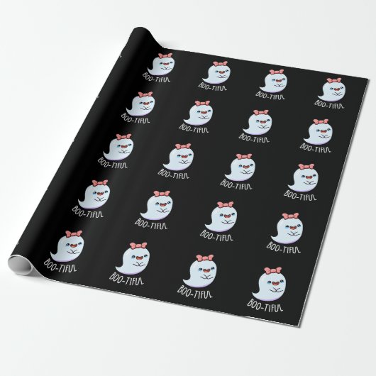 Bootiful Lustiger Mädchen-Halloween-Geist Pun Geschenkpapier (Ungerollt)