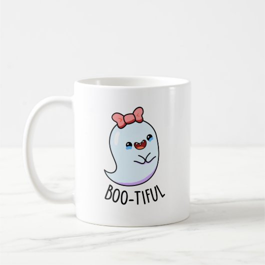 Bootiful Lustiger Mädchen-Halloween-Geist-Wortspie Kaffeetasse (Links)