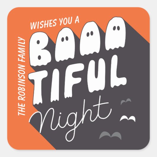 Bootiful Night Orange and Black Halloween Stickers (Vorderseite)