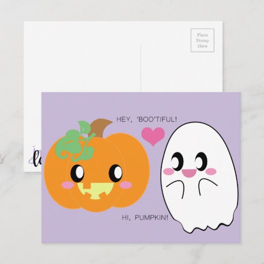 BOOtiful Pumpkin Liebe Postcard Postkarte (Vorne/Hinten)