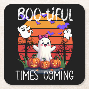 Bootiful Times Coming, Halloween Niedliche Geister Rechteckiger Pappuntersetzer