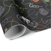 Bootigezähmtes Schwarzes Katzen und GarnHalloween Geschenkpapier (Rolleneckpunkt)