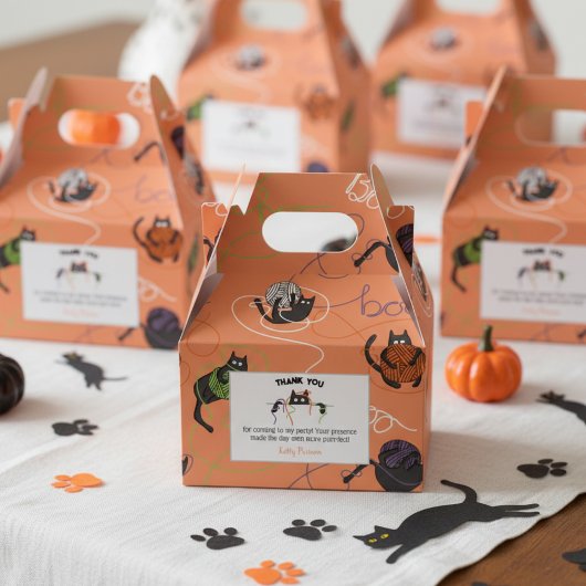 Bootigezähmtes Schwarzes Katzen und GarnHalloween Geschenkschachtel
