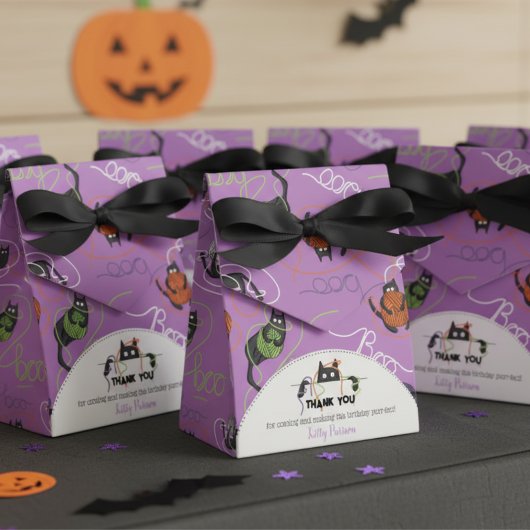 Bootigezähmtes Schwarzes Katzen und GarnHalloween Geschenkschachtel
