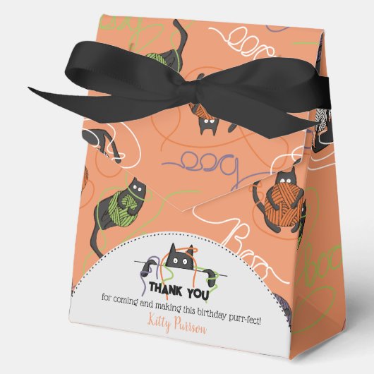 Bootigezähmtes Schwarzes Katzen und GarnHalloween Geschenkschachtel (Vorderseite)