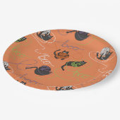 Bootigezähmtes Schwarzes Katzen und GarnHalloween Pappteller (Schrägansicht)