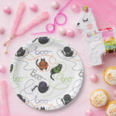 Bootigezähmtes Schwarzes Katzen und GarnHalloween Pappteller (Party)