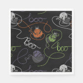 Bootigezähmtes Schwarzes Katzen und GarnHalloween Serviette (Vorderseite)