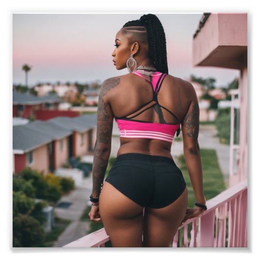 Bootilicious Babe in Raunchy Outfit in Ghetto Fotodruck (Vorne)