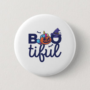 Bootischer Halloween Funny Unicorn Pumpkin Laterne Button