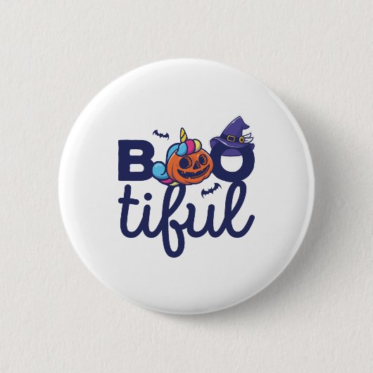 Bootischer Halloween Funny Unicorn Pumpkin Laterne Button (Vorderseite)