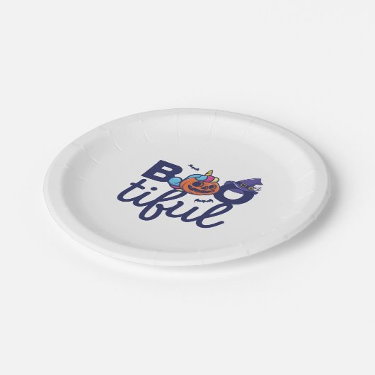 Bootischer Halloween Funny Unicorn Pumpkin Laterne Pappteller (Schrägansicht)