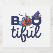 Bootischer Halloween Funny Unicorn Pumpkin Laterne Schaumweinetikett (Einzelnes Label)