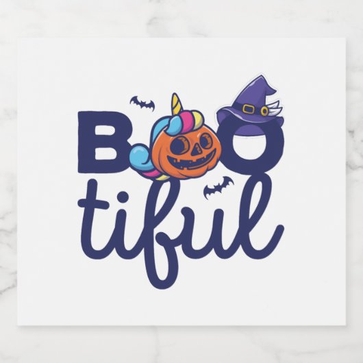Bootischer Halloween Funny Unicorn Pumpkin Laterne Schaumweinetikett (Einzelnes Label)