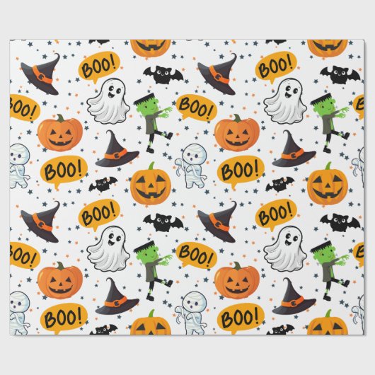 Bootivoll Niedliches Spooktacular Halloween Gemust Geschenkpapier (Flach)