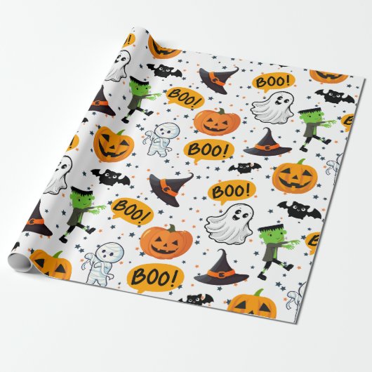 Bootivoll Niedliches Spooktacular Halloween Gemust Geschenkpapier (Ungerollt)
