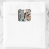 Bootkanal Venedig Quadratischer Aufkleber (Tasche)