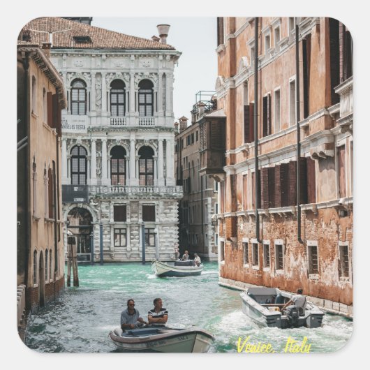 Bootkanal Venedig Quadratischer Aufkleber (Vorderseite)