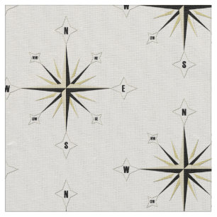 Bootkompass Rose Nautical Ivory Linen Stoff