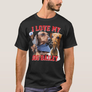 Bootleg I Liebe Mein Hund Individuelle Name & Foto T-Shirt