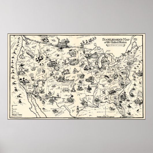 BOOTLEGGERS MAP of the U. S. 1926 Poster (Vorne)