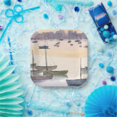 Bootmarina | Aquarell-Ozeanbucht Pappteller (Party)