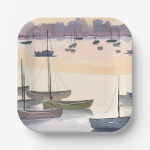 Bootmarina | Aquarell-Ozeanbucht