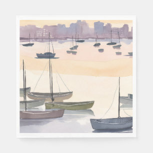 Bootmarina Aquarell-Ozeanbucht Serviette