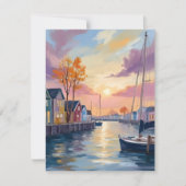 Bootmarina | Küstenbucht Aquarell-Grußkarte (Vorderseite)
