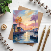 Bootmarina | Küstenbucht Aquarell-Grußkarte