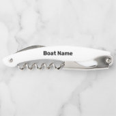 Bootname Weiß- und Schwarz-Text-Vorlage Kellnermesser (Rückseite)