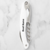Bootname Weiß- und Schwarz-Text-Vorlage Kellnermesser (Rückseite)