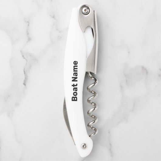 Bootname Weiß- und Schwarz-Text-Vorlage Kellnermesser (Rückseite)