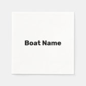 Bootname Weiß- und Schwarz-Text-Vorlage Serviette (Vorderseite)