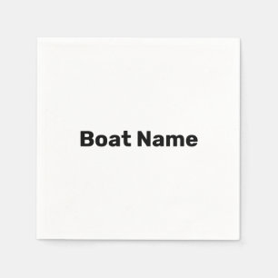 Bootname Weiß- und Schwarz-Text-Vorlage Serviette