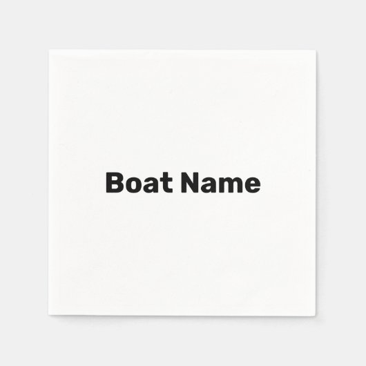 Bootname Weiß- und Schwarz-Text-Vorlage Serviette (Vorderseite)