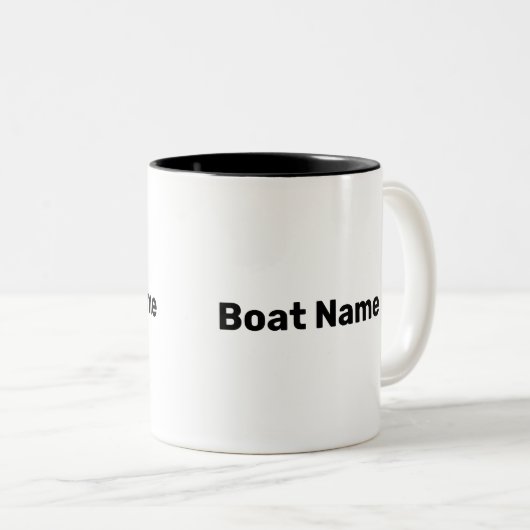 Bootname Weiß- und Schwarz-Text-Vorlage Zweifarbige Tasse (VorderseiteRechts)