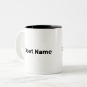 Bootname Weiß- und Schwarz-Text-Vorlage Zweifarbige Tasse (Vorderseite Links)