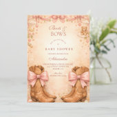 Boots And Bows Baby Shower Einladung (Stehend Vorderseite)