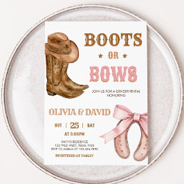 Boots and Bows Gender Reveal Einladung