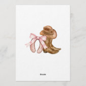 Boots and Bows Gender Reveal Einladung (Rückseite)