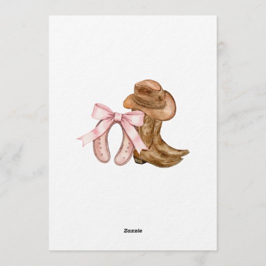 Boots and Bows Gender Reveal Einladung (Rückseite)